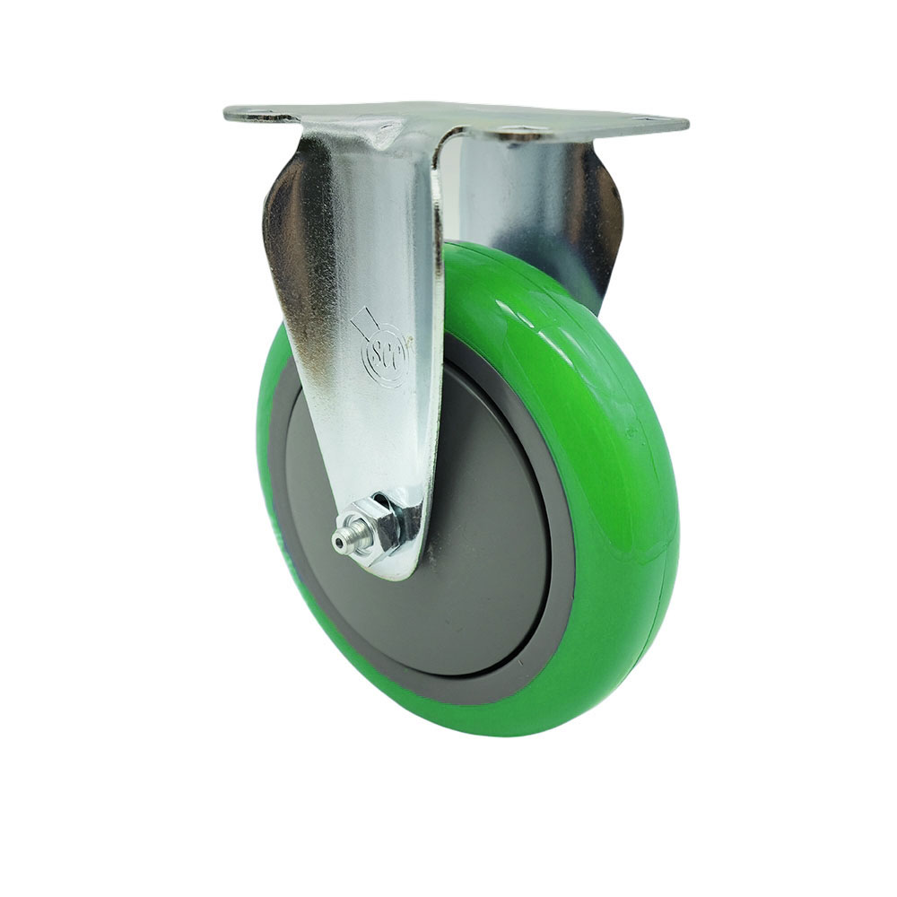 Service Caster Brand Replacement Caster for McMaster Carr Caster 8359T443 - Stainless Steel Rigid Top Plate Caster with 5 Inch Green Polyurethane Wheel - 350 lbs. Capacity/Caster — photo 1