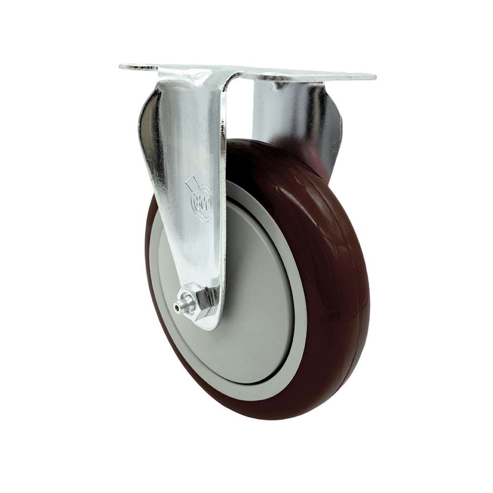 Service Caster Brand Replacement Caster for Uline Caster H-7449R - Stainless Steel Rigid Top Plate Caster with 5 Inch Maroon Polyurethane Wheel - Fits Carts and Platform Trucks H-6348