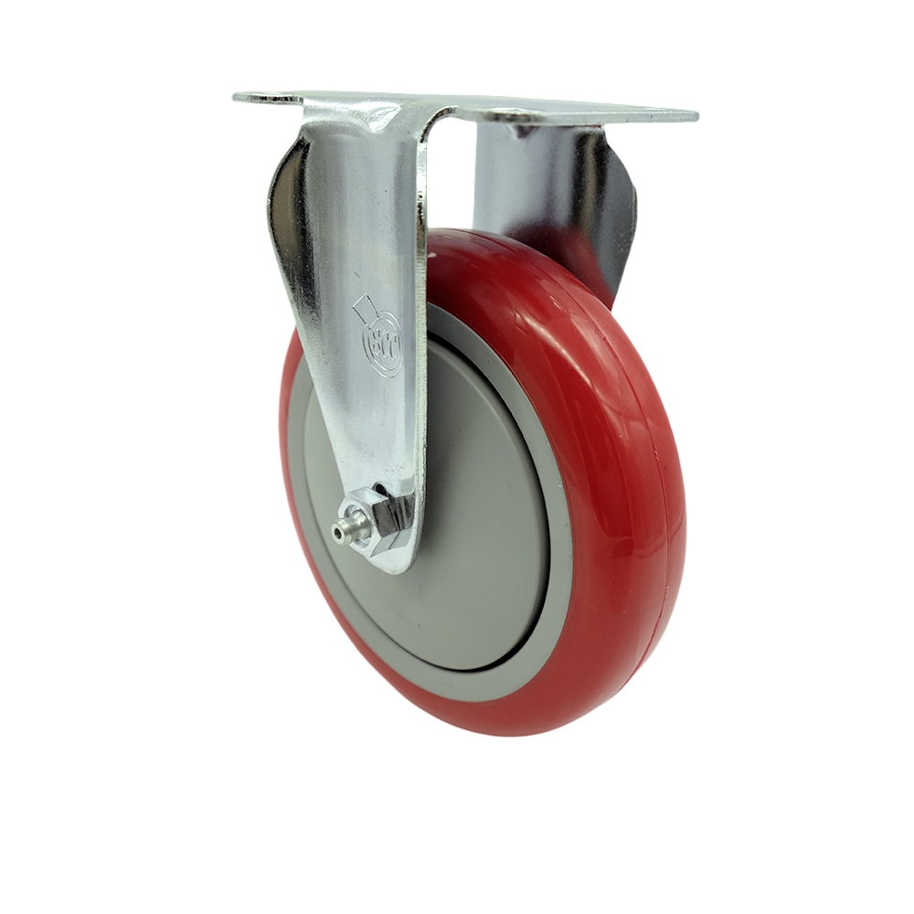 Service Caster Brand Replacement Caster for Uline Caster H-7449R - Stainless Steel Rigid Top Plate Caster with 5 Inch Red Polyurethane Wheel - Fits Carts and Platform Trucks H-6348