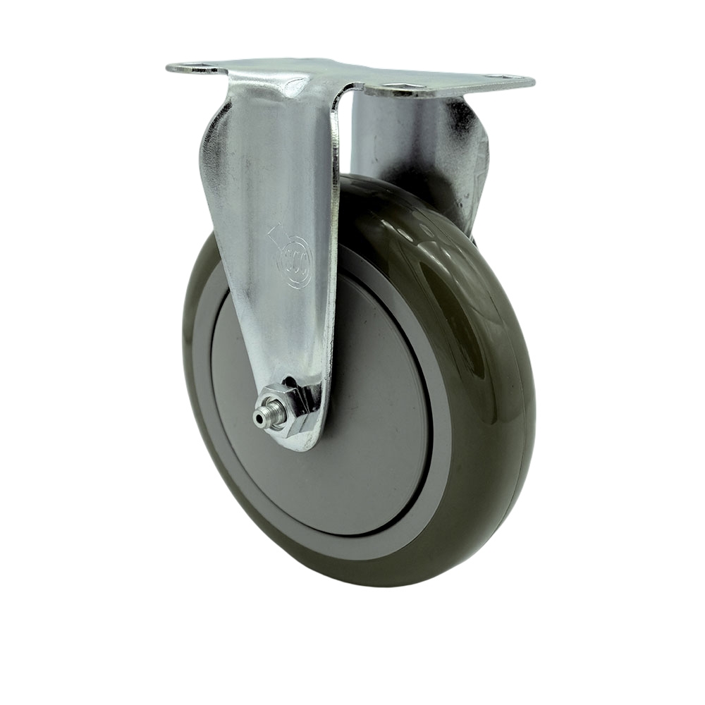 Service Caster Brand Replacement Caster for Uline Caster H-7449R - Stainless Steel Rigid Top Plate Caster with 5 Inch Gray Polyurethane Wheel - Fits Carts and Platform Trucks H-6348