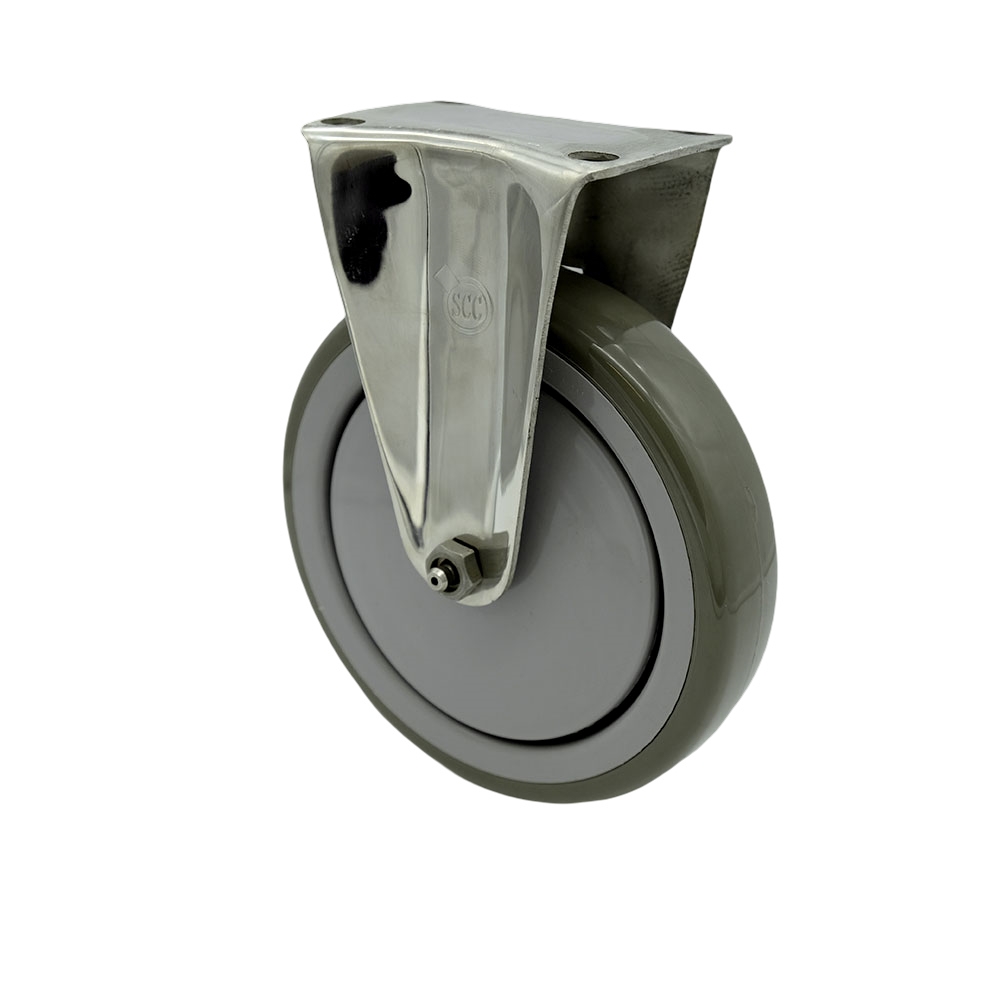 Stainless Steel Polyurethane Swivel Top Plate Rigid Caster w/6" x 1.26" Gray Wheel - 350 lbs Capacity/Caster - Service Caster Brand — photo 1