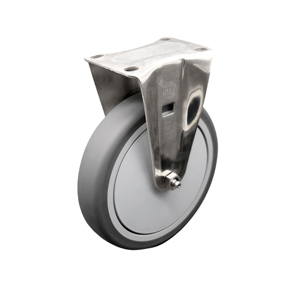 Stainless Steel Thermoplastic Rubber Swivel Top Plate Rigid Caster - 6" X 1.25" Gray Wheel - 300 lbs Capacity/Caster - Service Caster Brand — photo 1