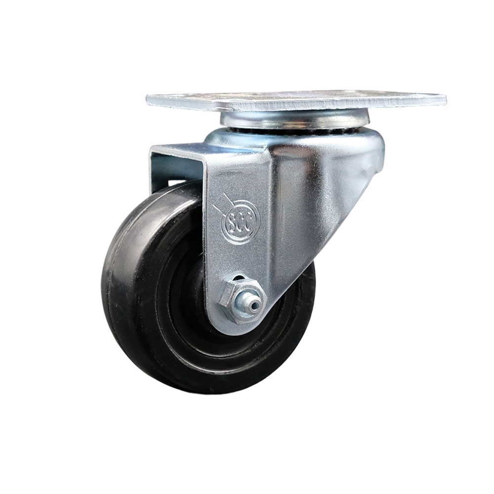 Stainless Steel Hard Rubber Swivel Top Plate Swivel Caster w/3" x 1.25" Black Wheel - 275 lbs Capacity/Caster - Service Caster Brand — photo 1