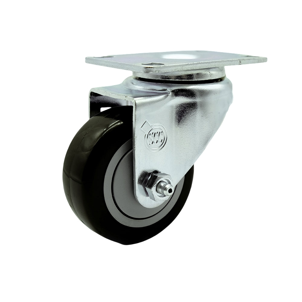 Stainless Steel Polyurethane Swivel Top Plate Swivel Caster w/3" x 1.25" Black Wheel - 300 lbs Capacity/Caster - Service Caster Brand — photo 1