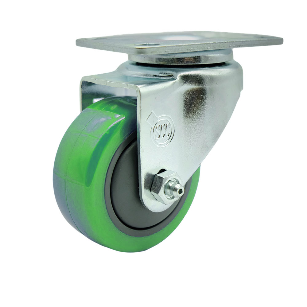 Stainless Steel Polyurethane Swivel Top Plate Swivel Caster w/3" x 1.25" Green Wheel - 300 lbs Capacity/Caster - Service Caster Brand — photo 1