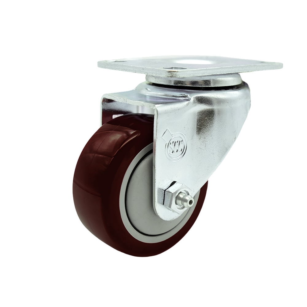 Stainless Steel Polyurethane Swivel Top Plate Swivel Caster w/3" x 1.25" Maroon Wheel - 300 lbs Capacity/Caster - Service Caster Brand — photo 1