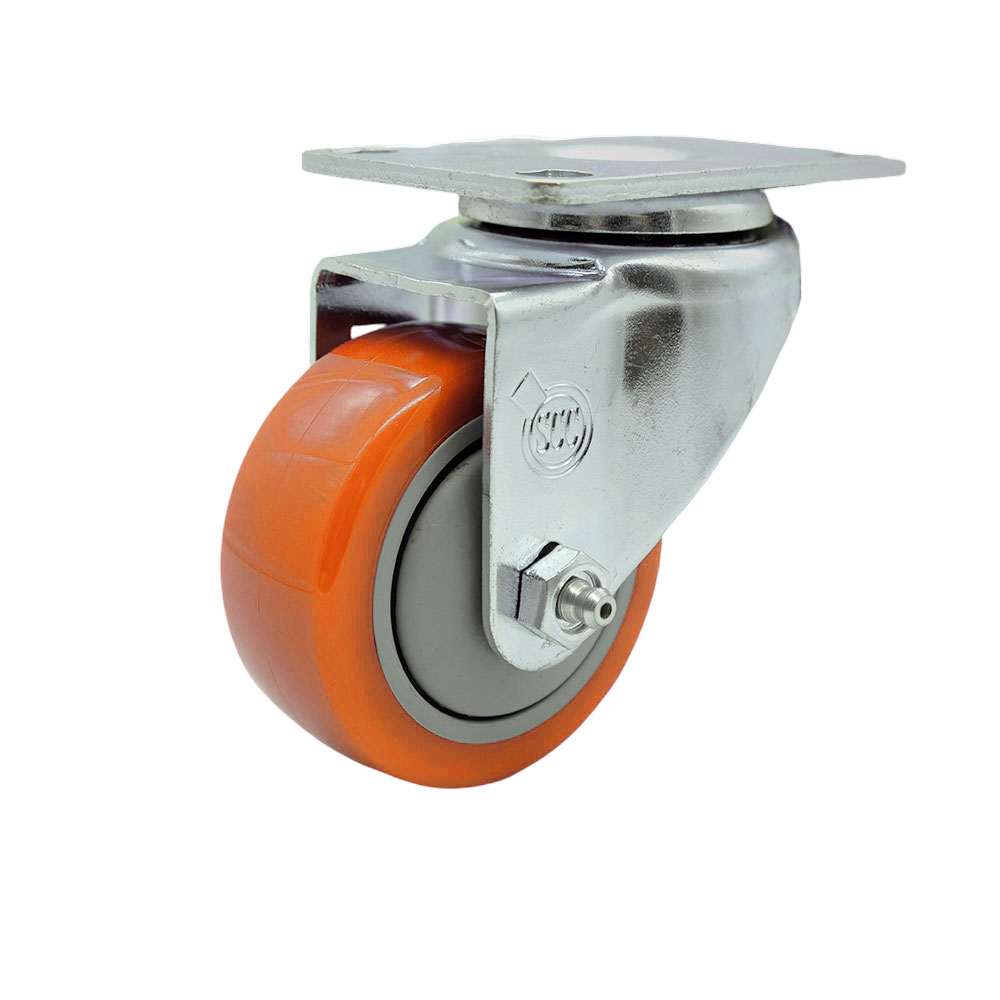 Stainless Steel Polyurethane Swivel Top Plate Swivel Caster w/3" x 1.25" Orange Wheel - 300 lbs Capacity/Caster - Service Caster Brand — photo 1