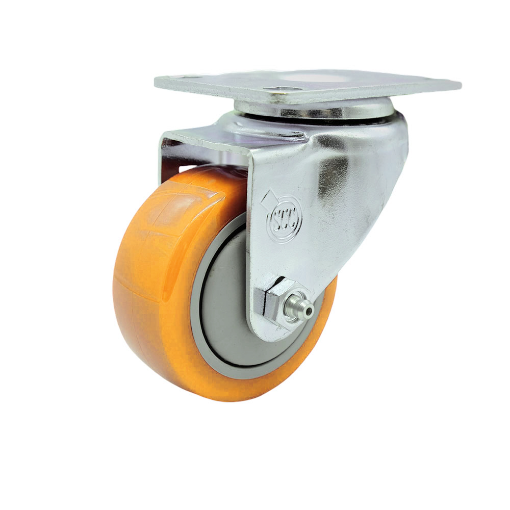 Stainless Steel Polyurethane Swivel Top Plate Swivel Caster w/3" x 1.25" Yellow Wheel - 300 lbs Capacity/Caster - Service Caster Brand — photo 1