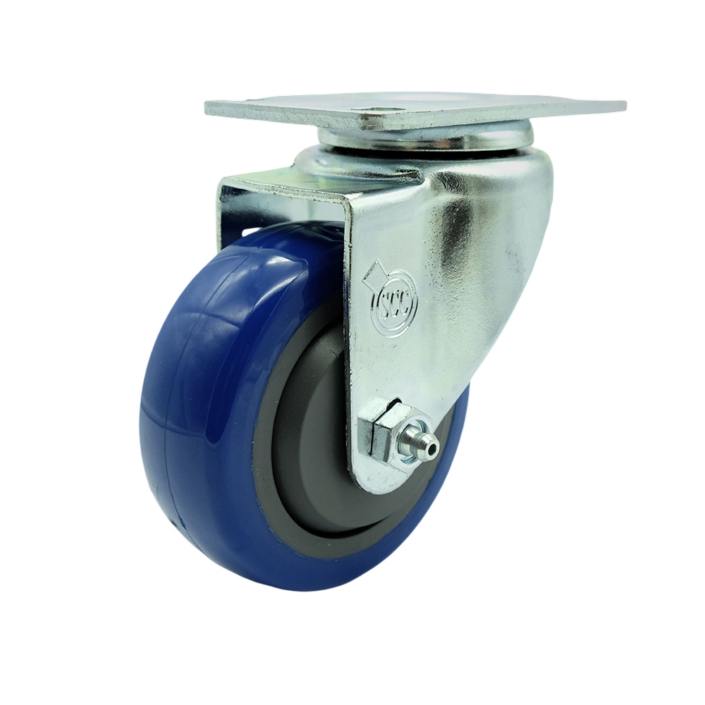 Stainless Steel Polyurethane Swivel Top Plate Swivel Caster w/3.5" x 1.25" Blue Wheel - 300 lbs Capacity/Caster - Service Caster Brand — photo 1
