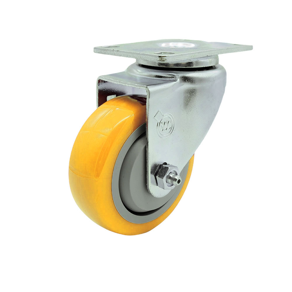 Stainless Steel Polyurethane Swivel Top Plate Swivel Caster w/3.5" x 1.25" Yellow Wheel - 300 lbs Capacity/Caster - Service Caster Brand — photo 1