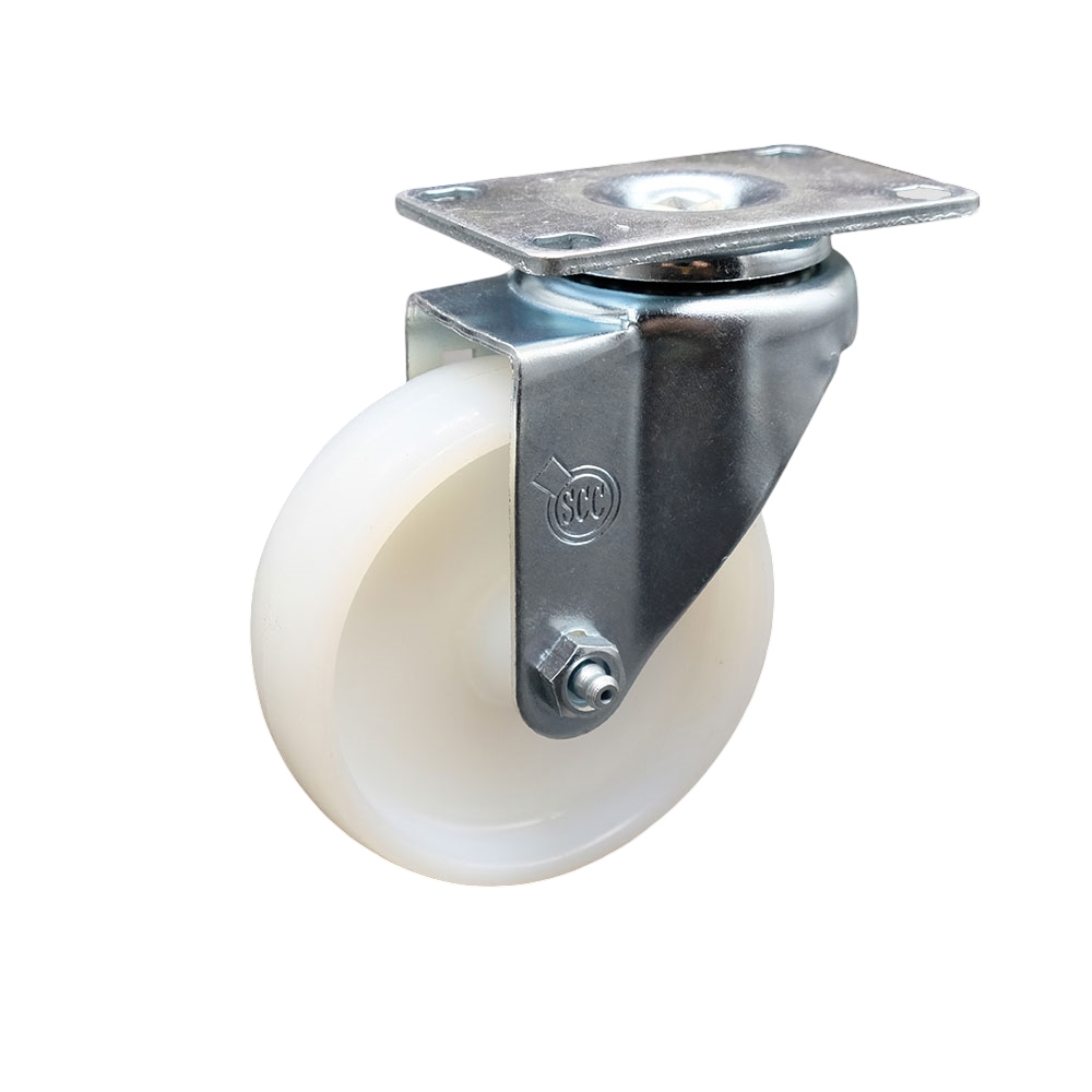 Stainless Steel Nylon Swivel Top Plate Swivel Caster w/4" x 1.25" White Wheel - 300 lbs Capacity/Caster - Service Caster Brand — photo 1