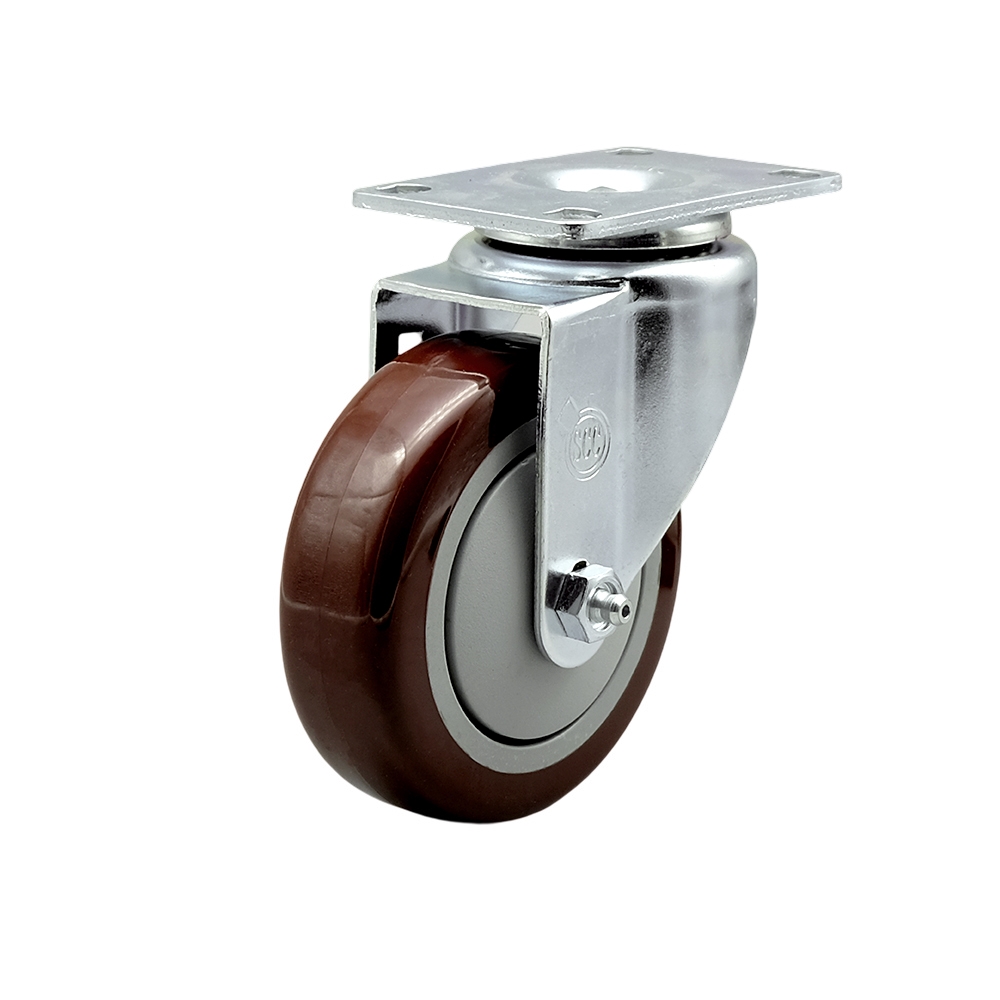 Service Caster Brand Replacement Caster for Uline Caster H-7448S - Stainless Steel Swivel Top Plate Caster with 4 Inch Maroon Polyurethane Wheel - Fits Carts and Platform Trucks H-3352