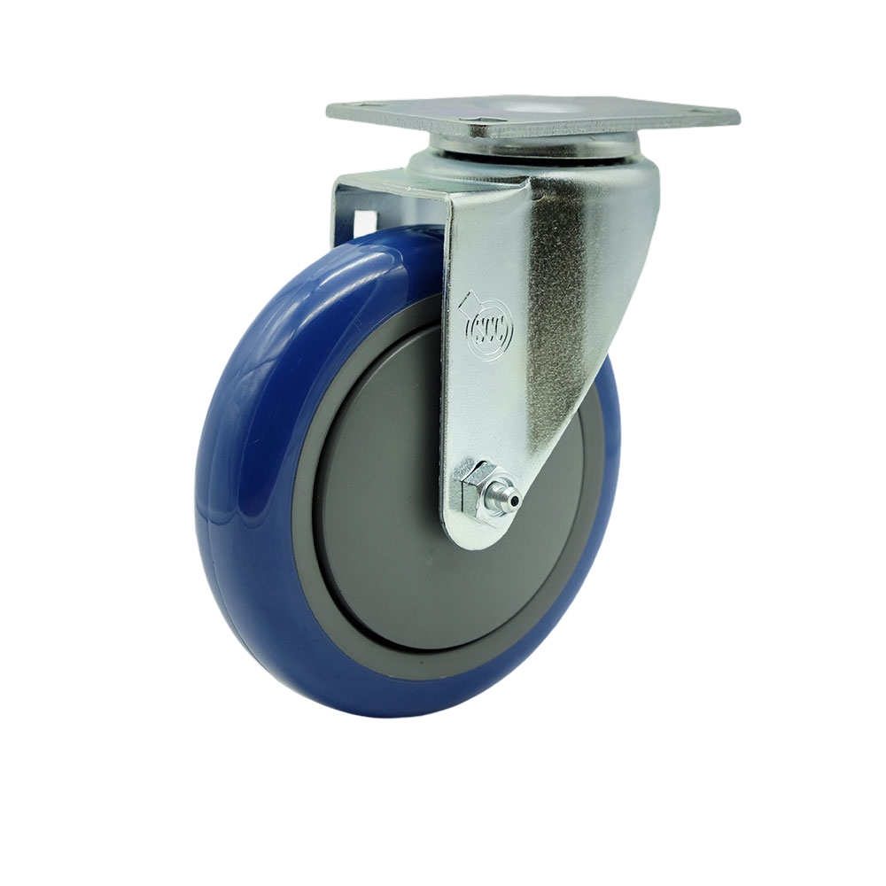 Service Caster Brand Replacement Caster for Uline Caster H-7449S - Stainless Steel Swivel Top Plate Caster with 5 Inch Blue Polyurethane Wheel - Fits Carts and Platform Trucks H-6348