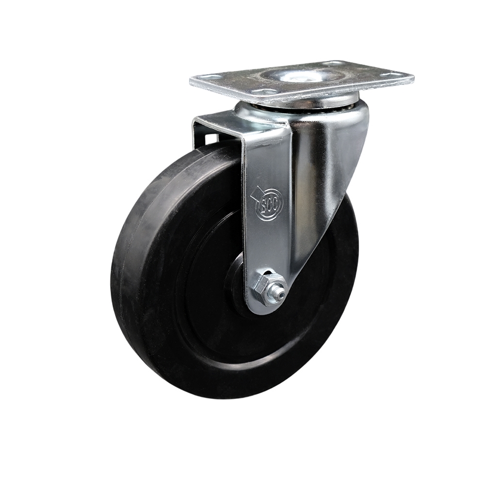 Stainless Steel Soft Rubber Swivel Top Plate Swivel Caster w/5" x 1.25" Black Wheel - 275 lbs Capacity/Caster - Service Caster Brand — photo 1