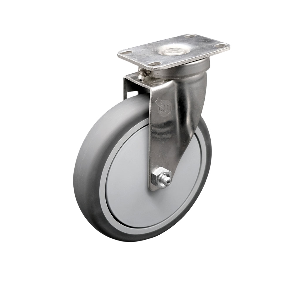 Stainless Steel Thermoplastic Rubber Swivel Top Plate Swivel Caster - 6" X 1.25" Gray Wheel - 300 lbs Capacity/Caster - Service Caster Brand — photo 1
