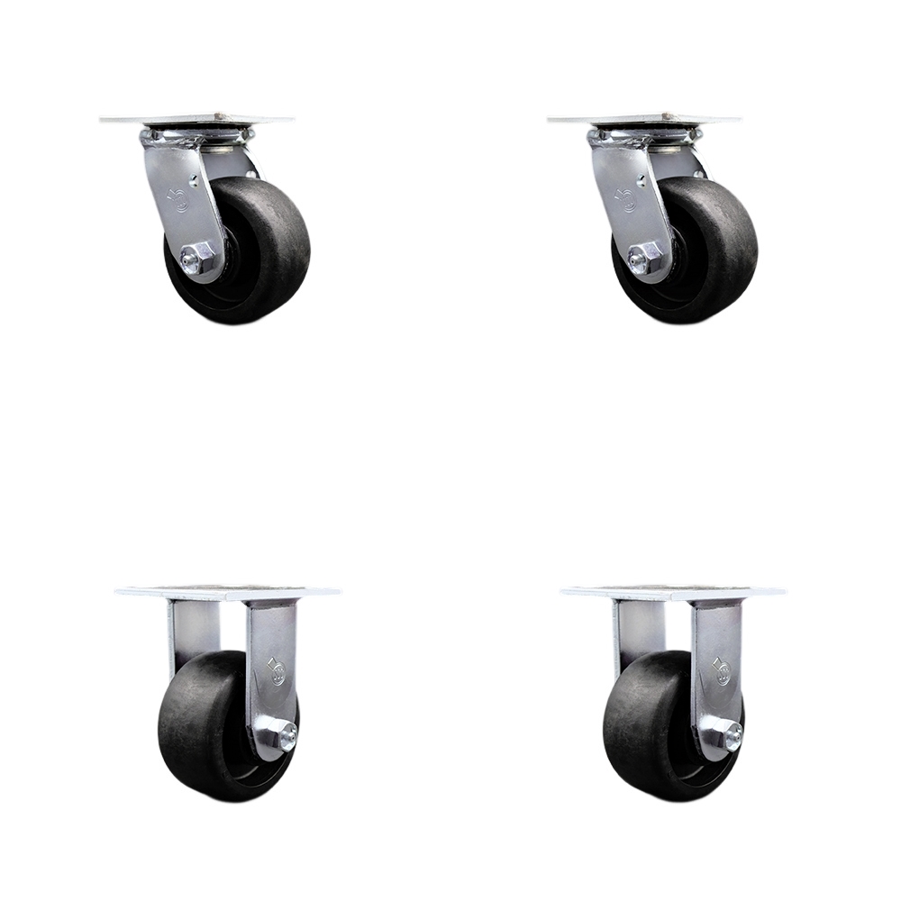 Stainless Steel Glass Filled Nylon Swivel Top Plate Casters Set of 4 Heavy Duty with 4 Inch Wheels - Includes 2 Swivel and 2 Rigid – 4,800 lbs. Total Capacity - Service Caster Brand — photo 1