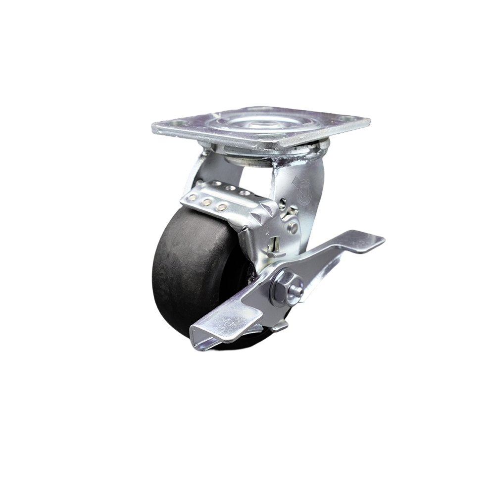 Stainless Steel Heavy Duty Swivel Top Plate Caster with Top Lock Brake and 4 Inch Glass Filled Nylon Wheel with Delrin Bearings - 1,200 lbs. Capacity/Caster - Service Caster Brand — photo 1