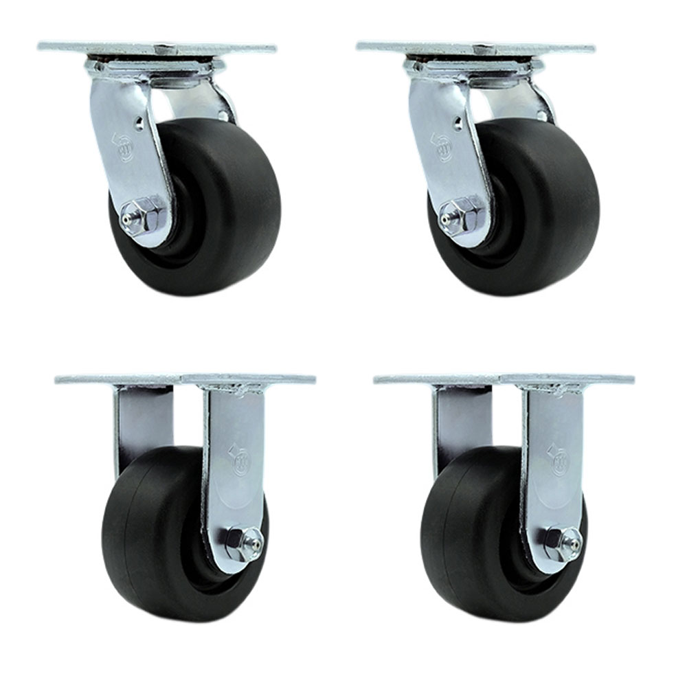 Stainless Steel Polyolefin Swivel Top Plate Casters Set of 4 Heavy Duty with 4 Inch Wheels - Includes 2 Swivel and 2 Rigid – 2,000 lbs. Total Capacity - Service Caster Brand — photo 1