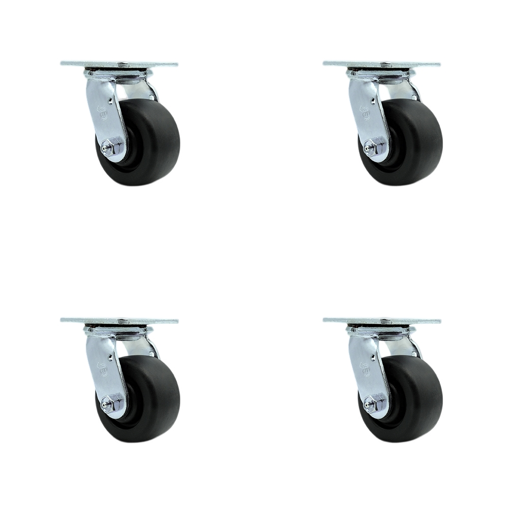 Stainless Steel Heavy Duty Swivel Caster Set of 4 with 4 Inch Polyolefin Wheels and Delrin Bearings - Includes 4 Swivel - 2,000 lbs. Total Capacity - Service Caster Brand — photo 1