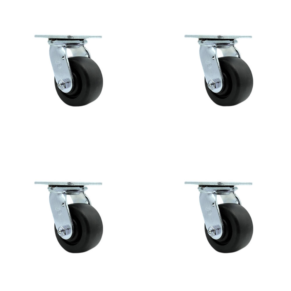 Stainless Steel Polyolefin Swivel Top Plate Casters Set of 4 Heavy Duty with 4 Inch Wheels - Includes 4 Swivel with Bolt on Swivel Locks – 2,000 lbs. Total Capacity - Service Caster Brand — photo 1