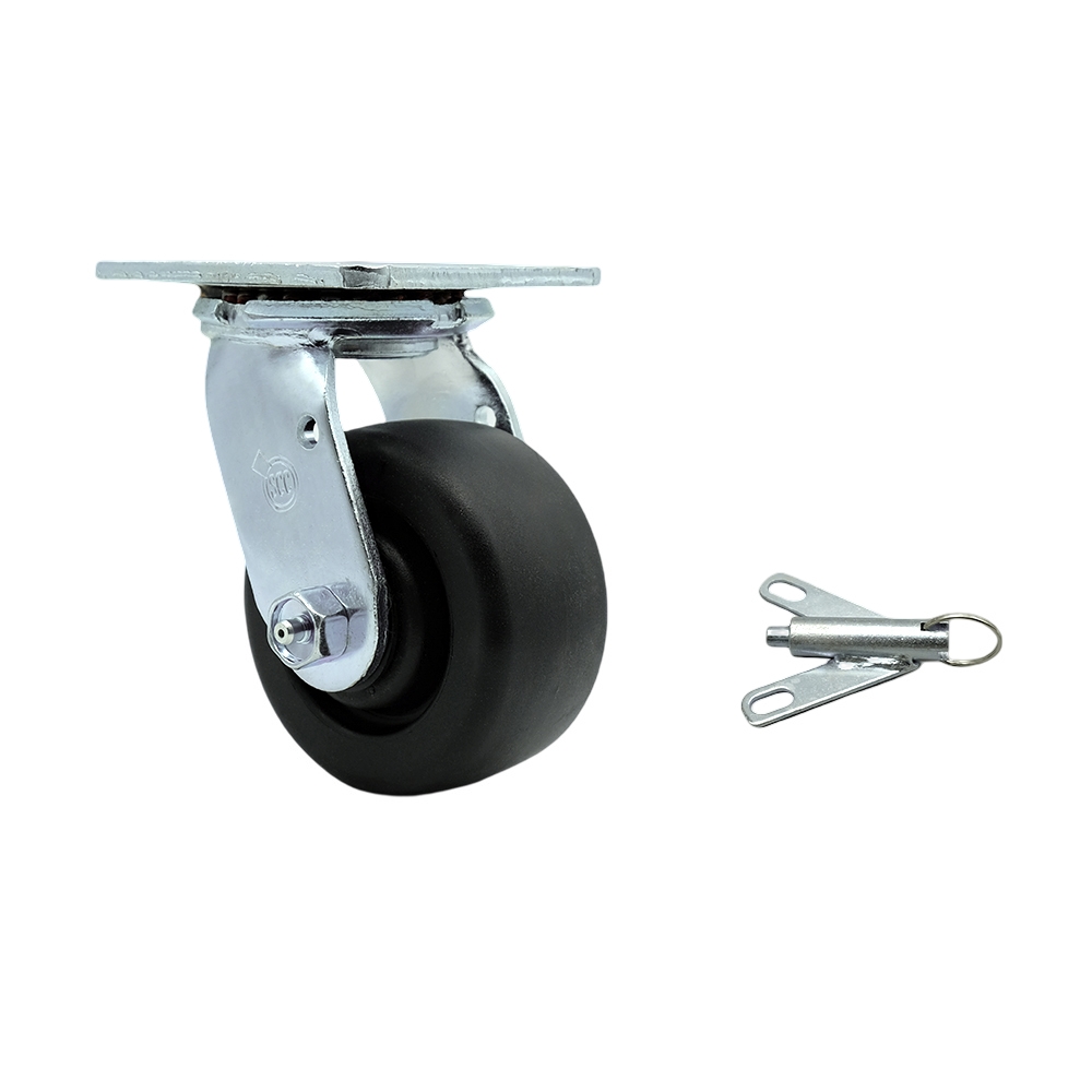 Stainless Steel Heavy Duty Swivel Top Plate Caster with Bolt on Swivel Lock and 4 Inch Polyolefin Wheel with Delrin Bearings - 500 lbs. Capacity/Caster - Service Caster Brand — photo 1