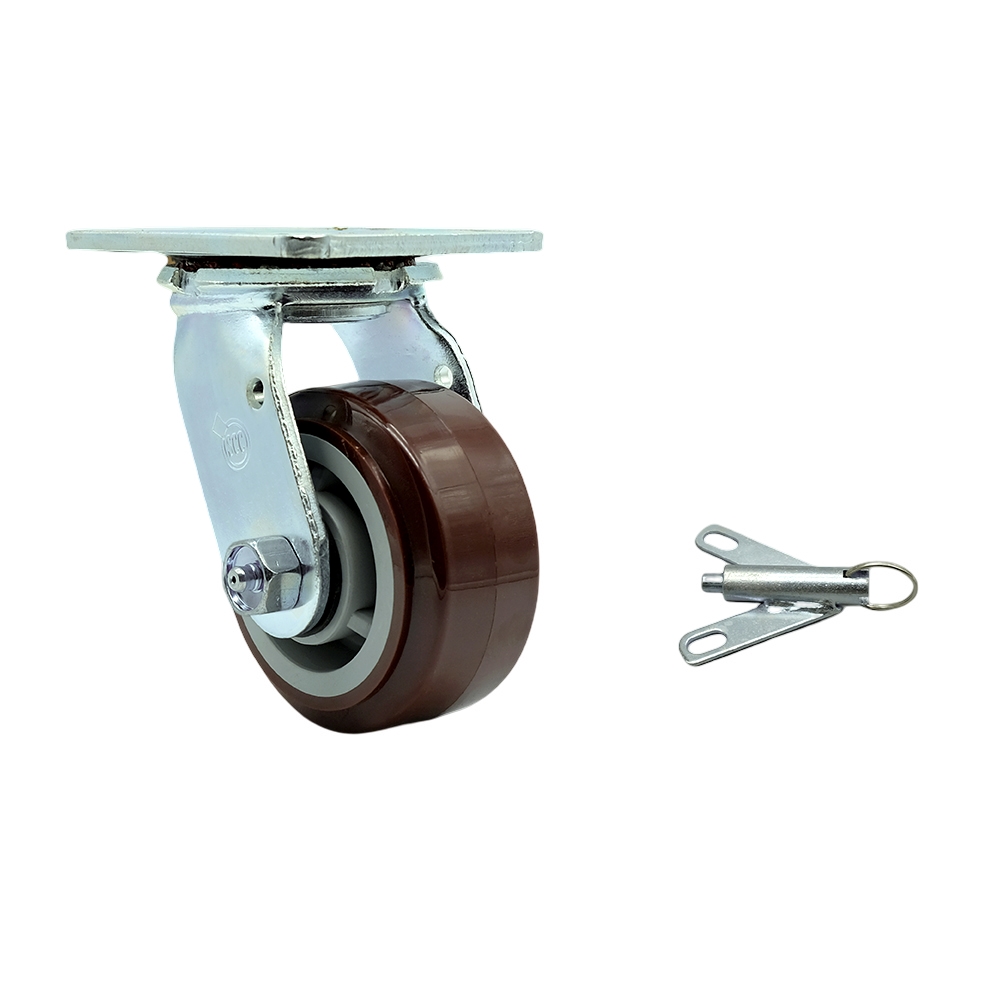 Stainless Steel Polyurethane Swivel Top Plate Heavy Duty Caster with 4 Inch Wheel and Bolt on Swivel Lock – 600 lbs. Capacity/Caster - Service Caster Brand — photo 1