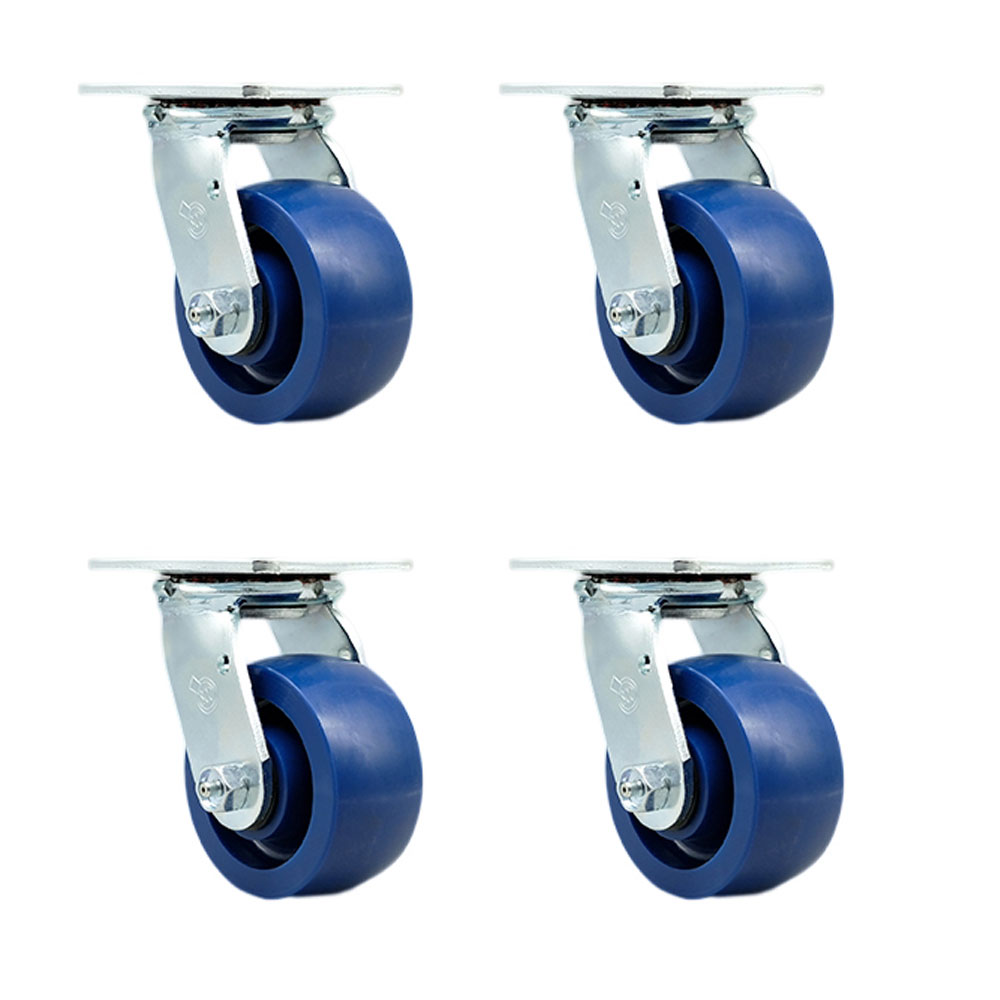 Stainless Steel Heavy Duty Swivel Caster Set of 4 with 4 Inch Solid Polyurethane Wheels and Delrin Bearings - Includes 4 Swivel - 2,800 lbs. Total Capacity - Service Caster Brand — photo 1