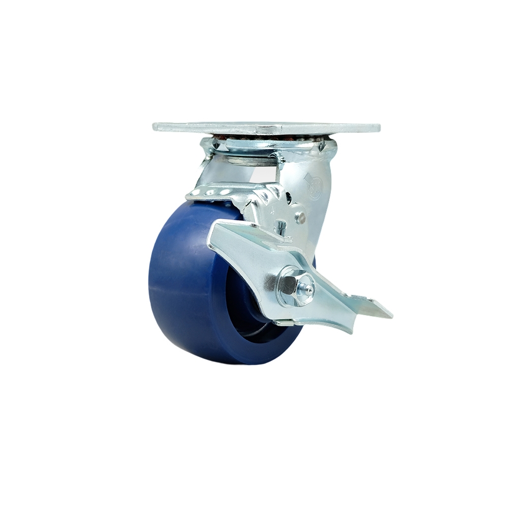 Stainless Steel Solid Polyurethane Swivel Top Plate Heavy Duty Caster with 4 Inch Wheel and Top Lock Brake – 700 lbs. Capacity/Caster - Service Caster Brand — photo 1