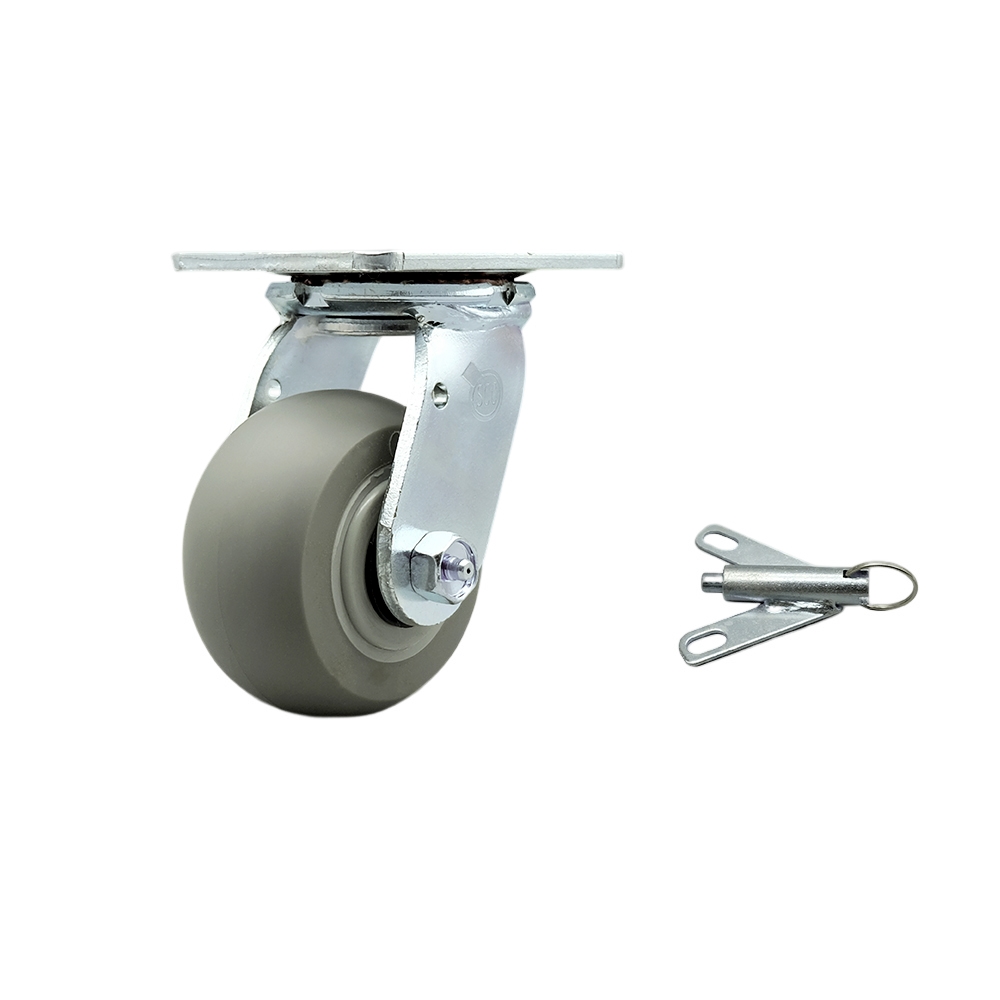 Stainless Steel Thermoplastic Rubber Donut Tread Swivel Top Plate Heavy Duty Caster with 4 Inch Wheel and Bolt on Swivel Lock – 300 lbs. Capacity/Caster - Service Caster Brand — photo 1