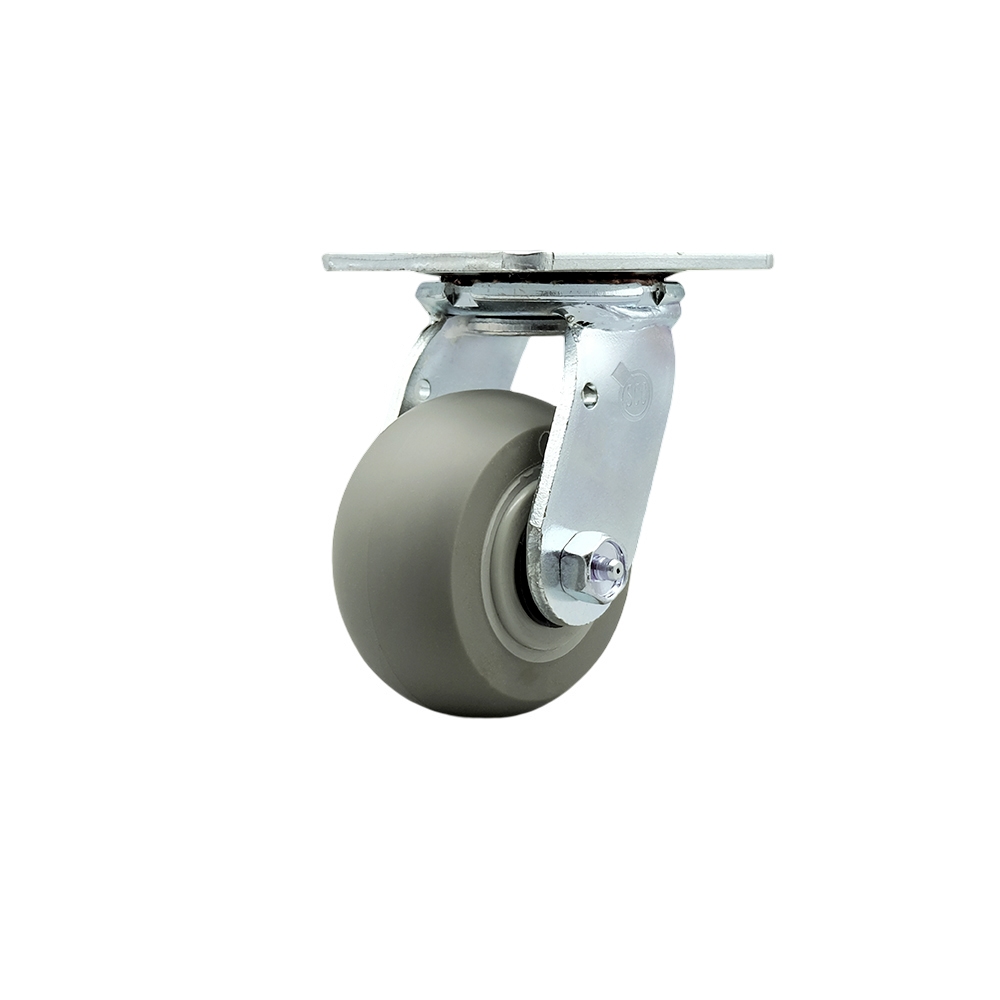 Stainless Steel Heavy Duty Swivel Top Plate Caster with 4 Inch Thermoplastic Rubber Donut Tread Wheel and Delrin Bearings - 300 lbs. Capacity/Caster - Service Caster Brand — photo 1