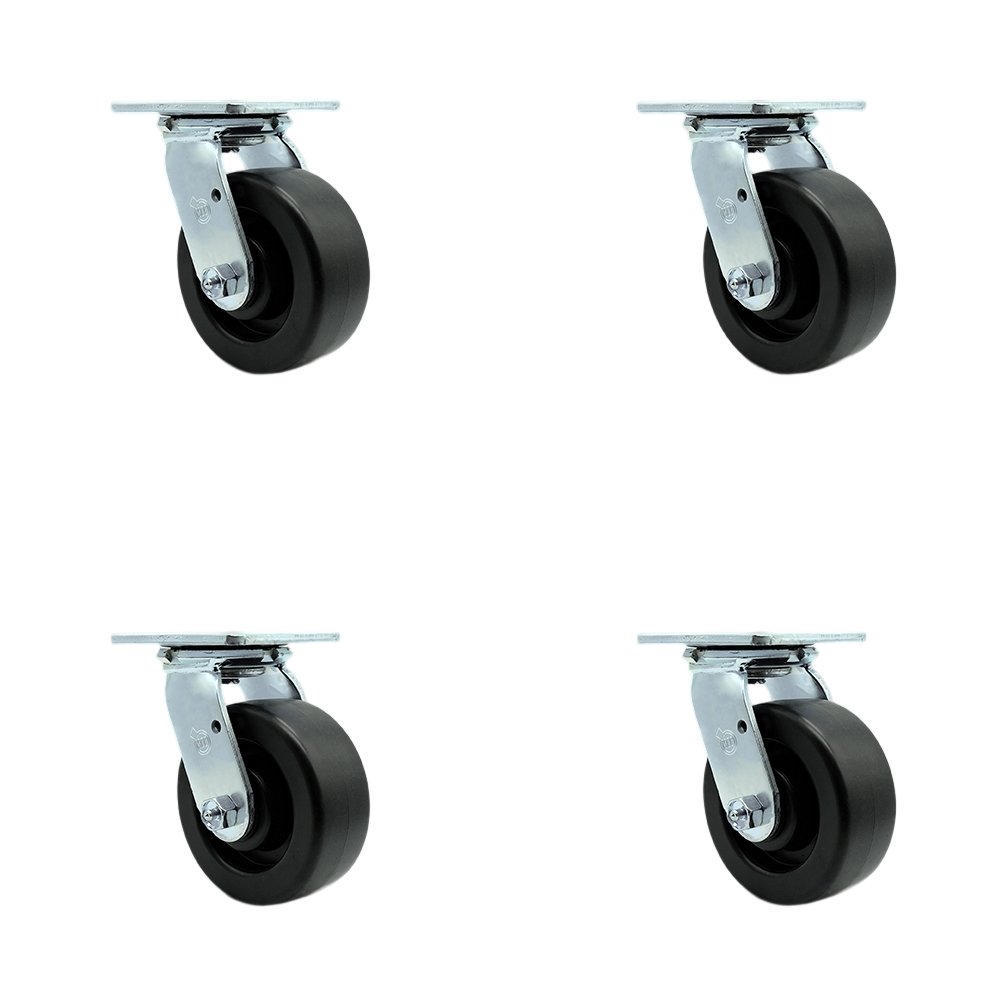 Stainless Steel Heavy Duty Swivel Caster Set of 4 with 5 Inch Polyolefin Wheels and Ball Bearings - Includes 4 Swivel - 2,600 lbs. Total Capacity - Service Caster Brand — photo 1