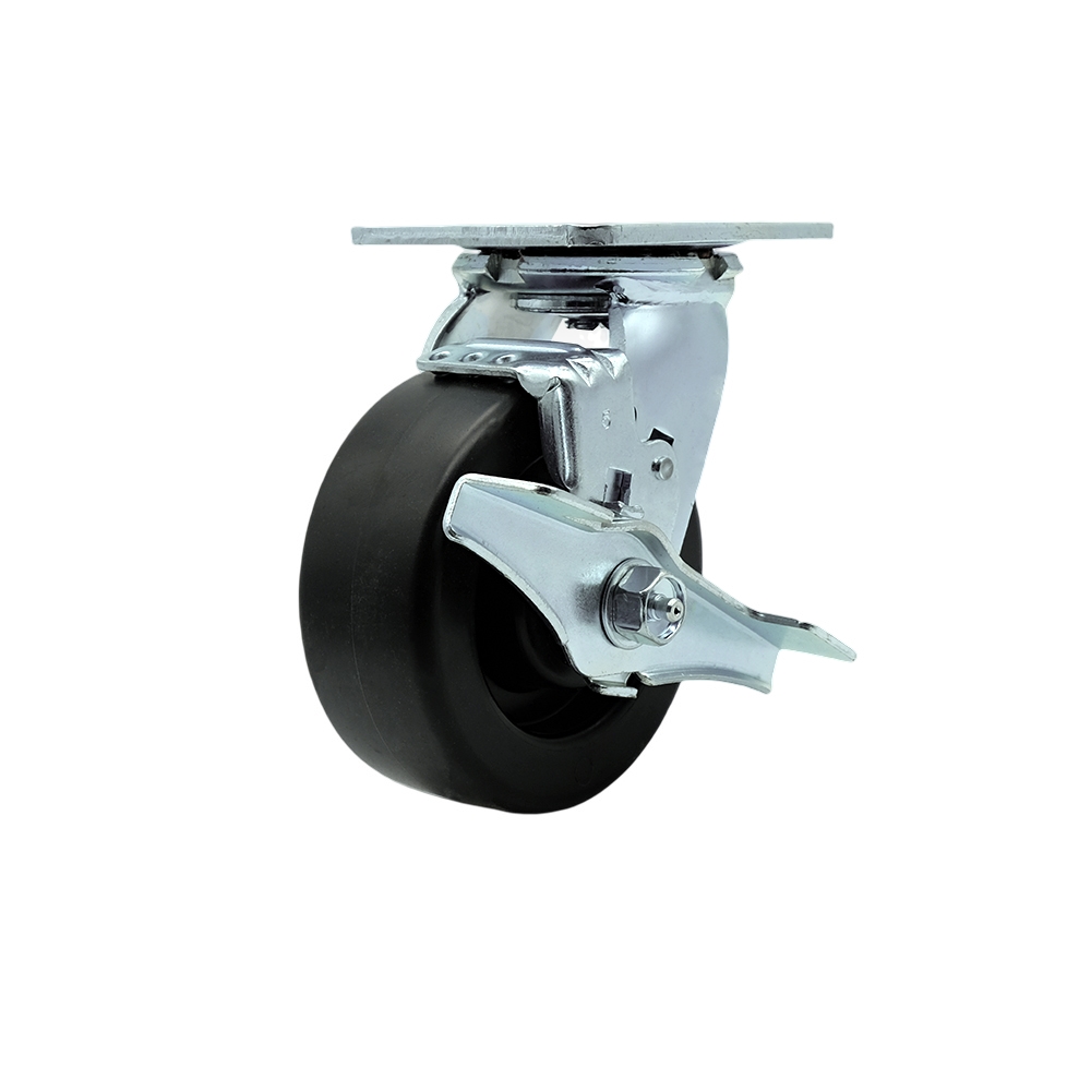 Stainless Steel Polyolefin Swivel Top Plate Heavy Duty Caster with 5 Inch Wheel and Top Lock Brake – 650 lbs. Capacity/Caster - Service Caster Brand — photo 1