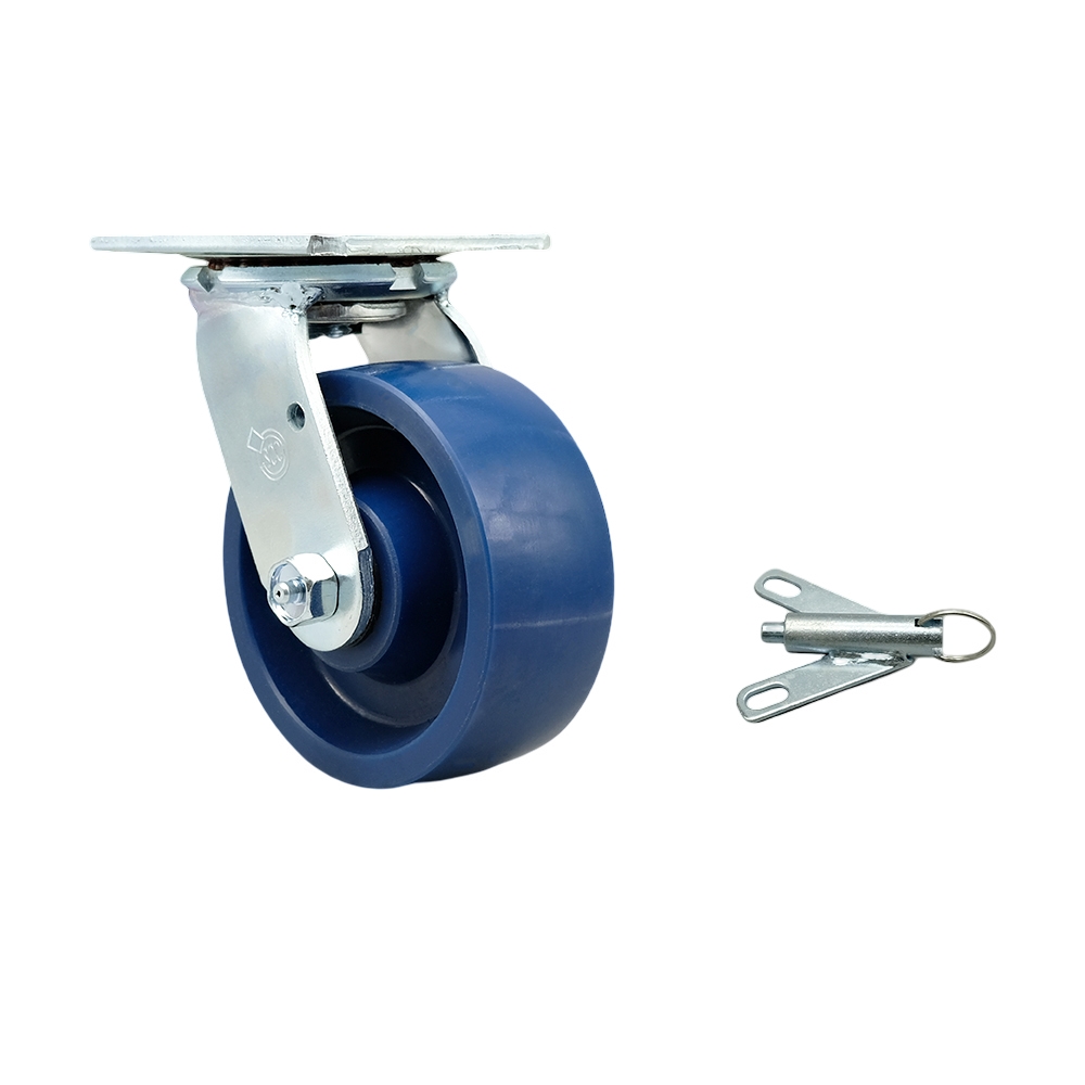 Stainless Steel Solid Polyurethane Swivel Top Plate Heavy Duty Caster with 5 Inch Wheel and Bolt on Swivel Lock – 1,000 lbs. Capacity/Caster - Service Caster Brand — photo 1