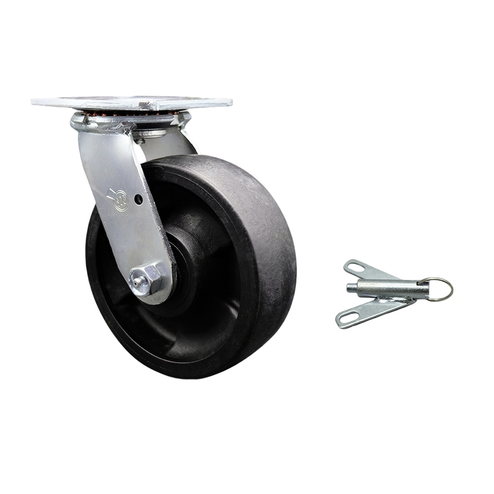 Stainless Steel Glass Filled Nylon Swivel Top Plate Heavy Duty Caster with 6 Inch Wheel & Bolt on Swivel Lock – 1,250 lbs. Capacity/Caster - Service Caster Brand — photo 1