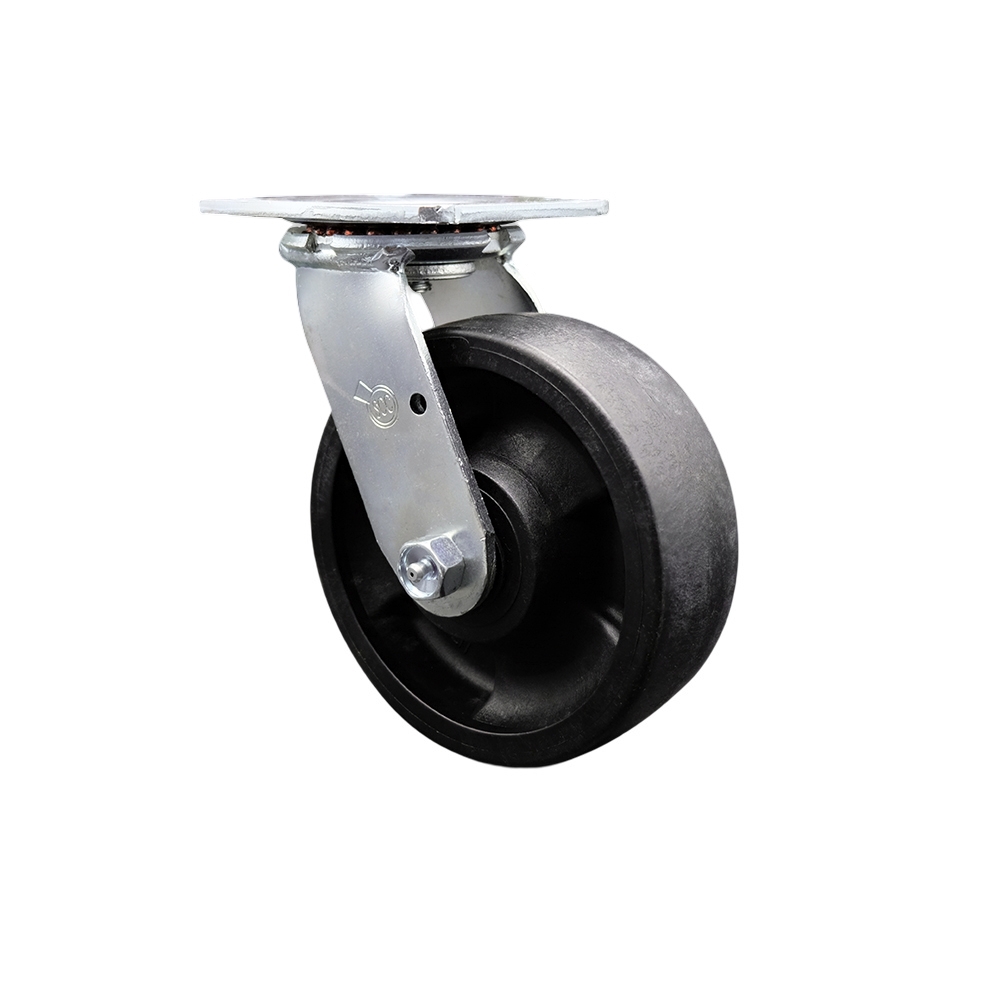 Stainless Steel Heavy Duty Swivel Top Plate Caster with 6 Inch High Temperature Glass Filled Nylon Wheel and Ball Bearings - 1,250 lbs. Capacity/Caster - Service Caster Brand — photo 1