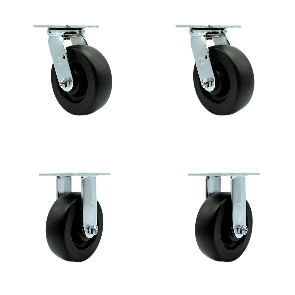 Stainless Steel Heavy Duty Swivel Caster Set of 4 with 6 Inch Polyolefin Wheels and Ball Bearings - Includes 2 Swivel and 2 Rigid - 2,800 lbs. Total Capacity - Service Caster Brand — photo 1