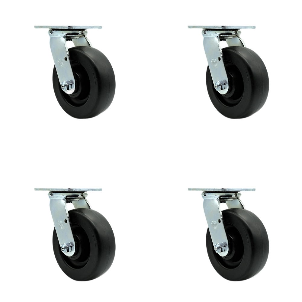 Stainless Steel Heavy Duty Swivel Caster Set of 4 with 6 Inch Polyolefin Wheels and Ball Bearings - Includes 4 Swivel - 2,800 lbs. Total Capacity - Service Caster Brand — photo 1