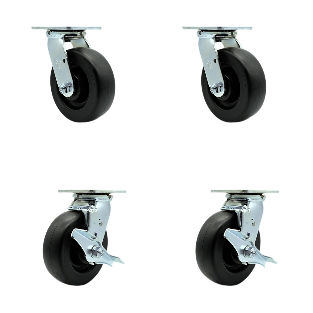 Stainless Steel Heavy Duty Swivel Caster Set with 6 Inch Polyolefin Wheels and Delrin Bearings - Includes 2 Swivel with Bolt on Swivel Locks and 2 Swivel with Brakes - Service Caster Brand — photo 1