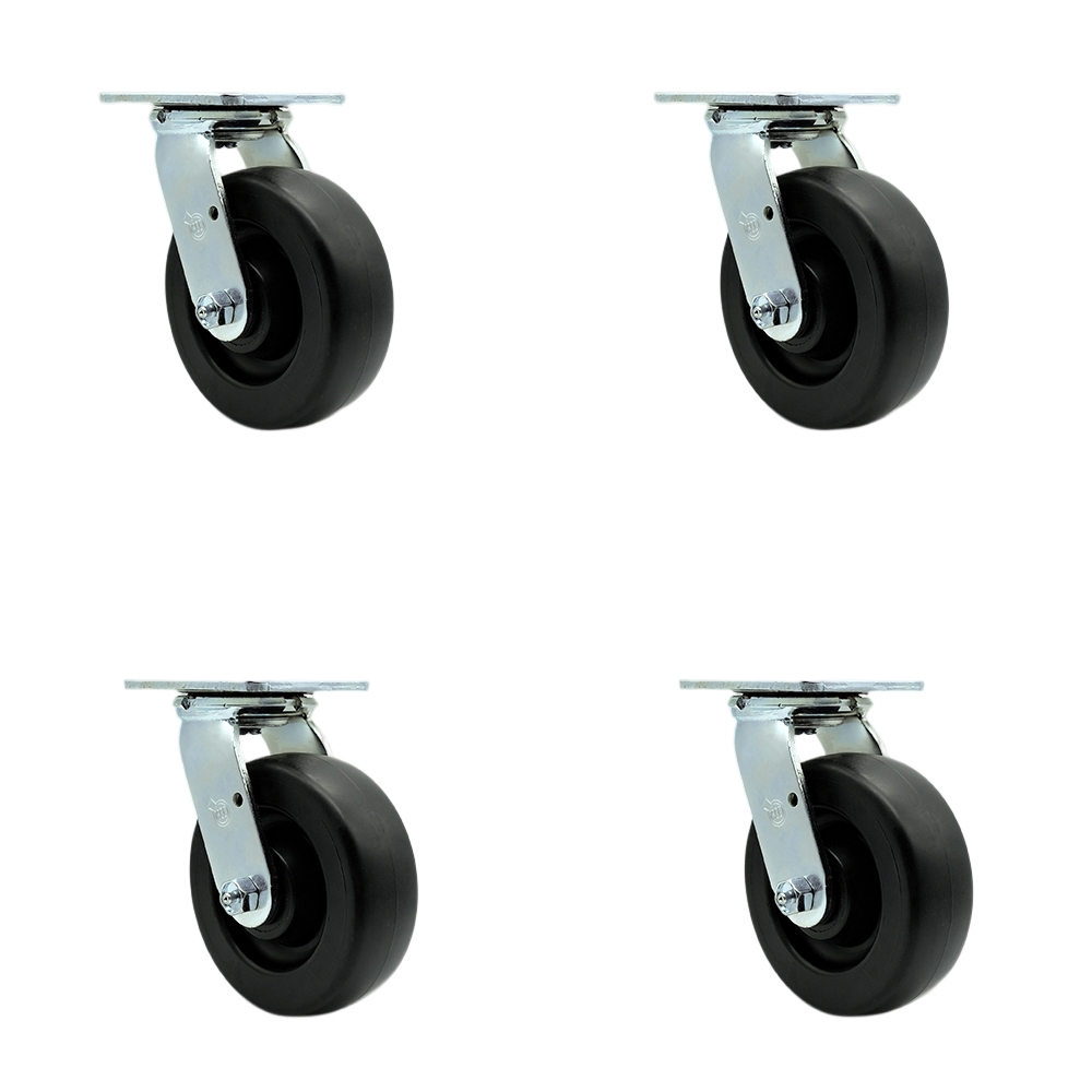 Stainless Steel Polyolefin Swivel Top Plate Casters Set of 4 Heavy Duty with 6 Inch Wheels - Includes 4 Swivel with Bolt on Swivel Locks – 2,800 lbs. Total Capacity - Service Caster Brand — photo 1