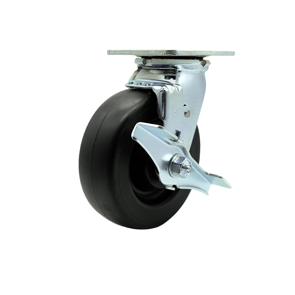 Stainless Steel Heavy Duty Swivel Top Plate Caster with Top Lock Brake and 6 Inch Polyolefin Wheel with Delrin Bearings - 700 lbs. Capacity/Caster - Service Caster Brand — photo 1