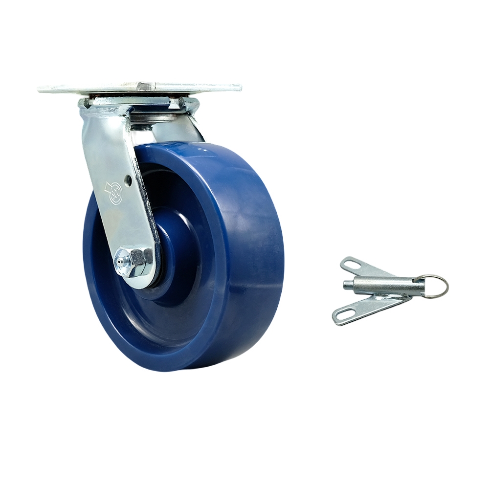 Stainless Steel Solid Polyurethane Swivel Top Plate Heavy Duty Caster with 6 Inch Wheel and Bolt on Swivel Lock – 1,200 lbs. Capacity/Caster - Service Caster Brand — photo 1