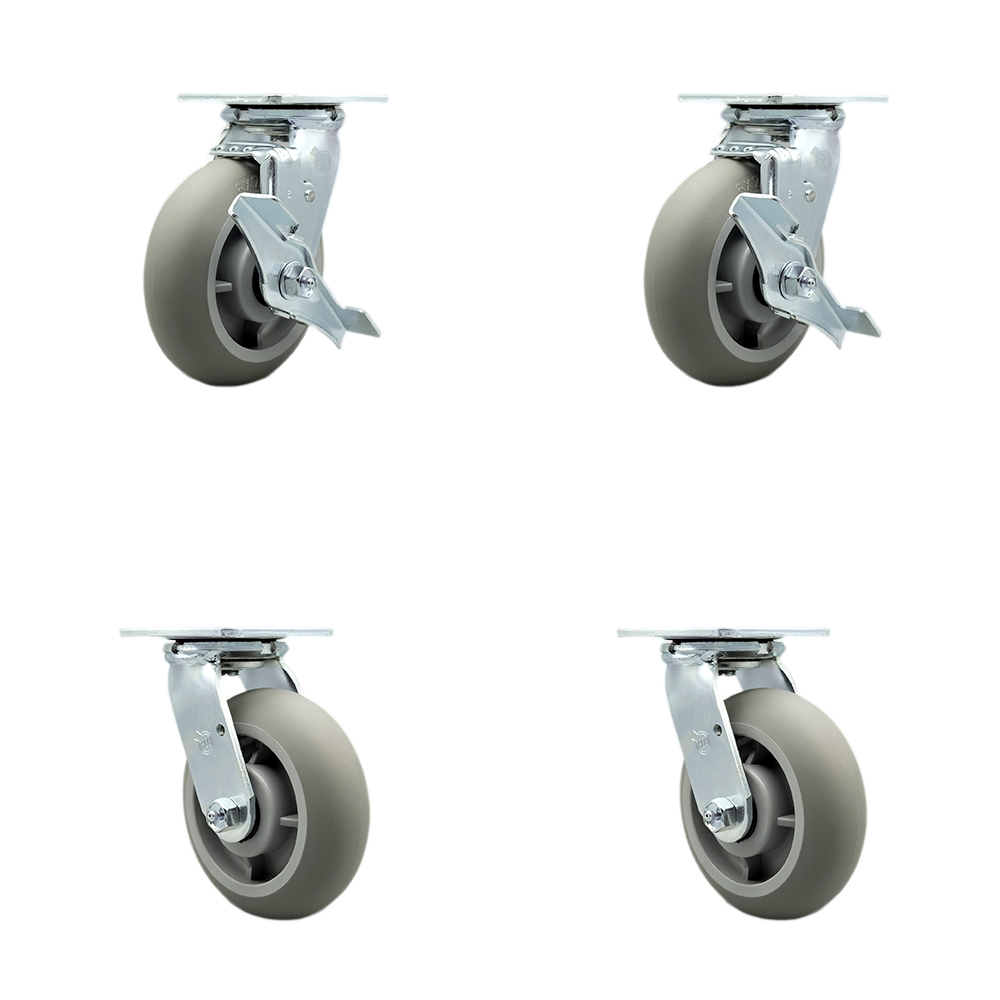 Cambro Meal Delivery Cart Caster Set -  Replacement - Includes 2 Swivel with Bolt-On Swivel Locks and Wheel Brakes and 2 Swivel with Bolt-On Swivel Locks - Set of 4 - Service Caster — photo 1