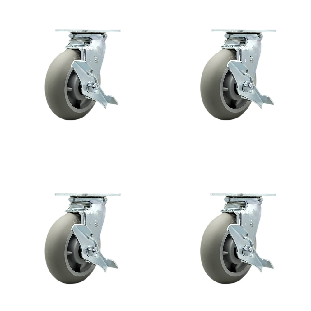 Cambro Meal Delivery Cart Caster Set -  Replacement Set - Includes 2 Swivel with Bolt-On Swivel Locks and Brakes and 2 Swivel Casters with Brakes - Set of 4 - Service Caster Brand — photo 1