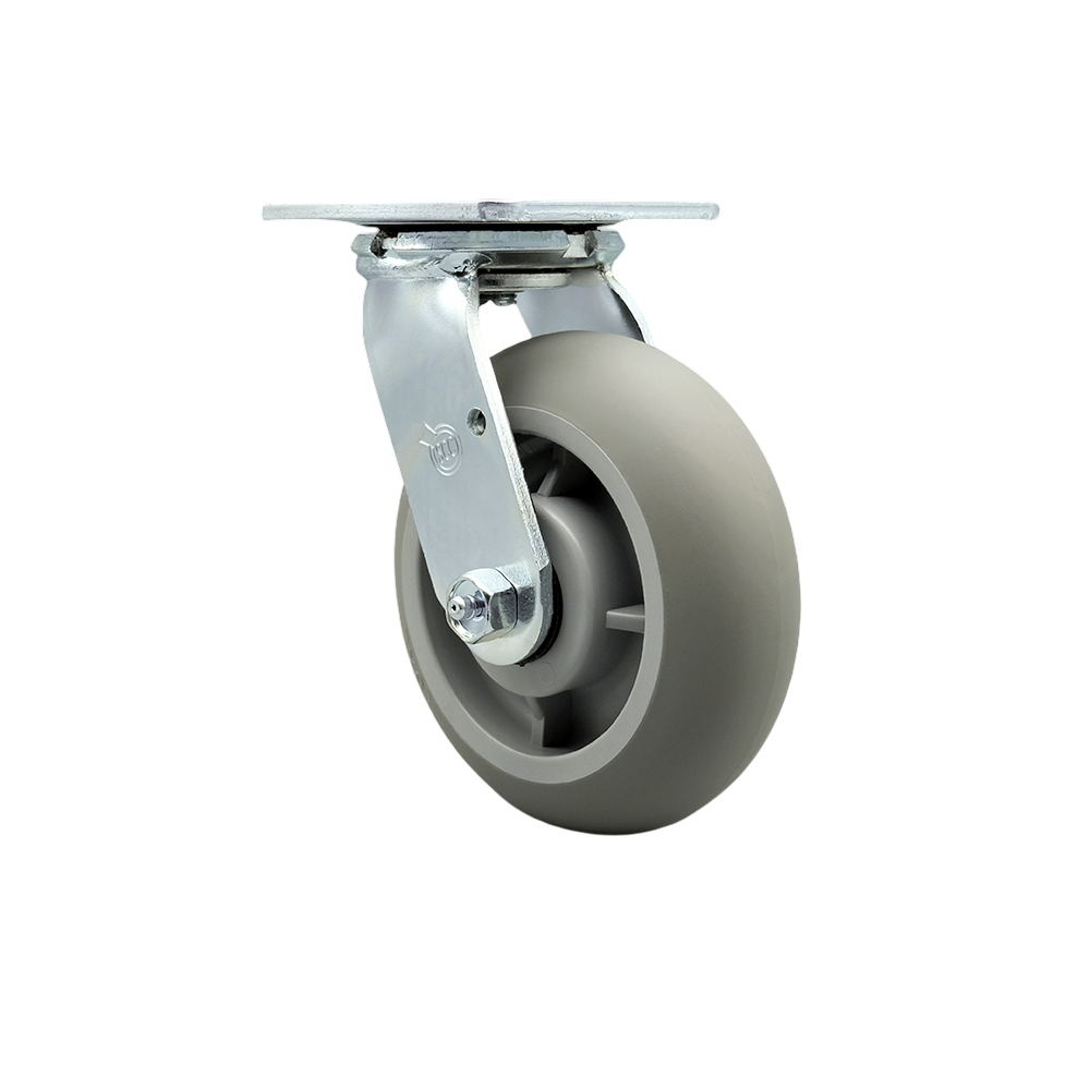 Stainless Steel Thermoplastic Rubber Donut Tread Swivel Top Plate Heavy Duty Caster with 6 Inch Wheel – 500 lbs. Capacity/Caster - Service Caster Brand — photo 1