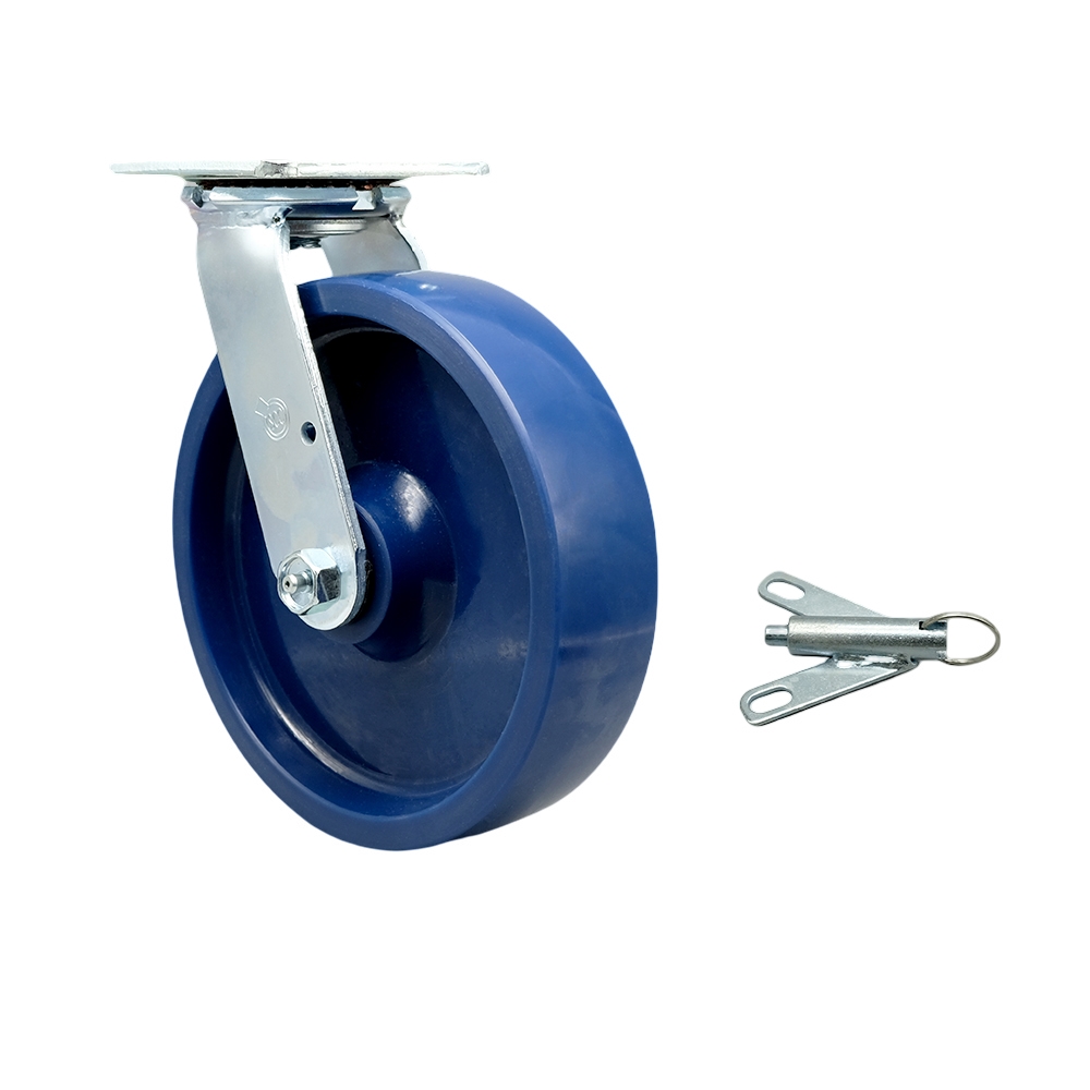 Stainless Steel Solid Polyurethane Swivel Top Plate Heavy Duty Caster with 8 Inch Wheel and Bolt on Swivel Lock – 1,200 lbs. Capacity/Caster - Service Caster Brand — photo 1