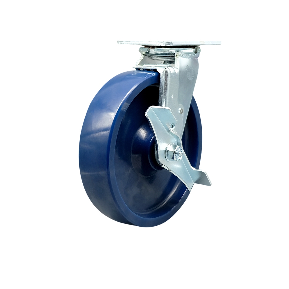 Stainless Steel Solid Polyurethane Swivel Top Plate Heavy Duty Caster with 8 Inch Wheel and Top Lock Brake – 1,200 lbs. Capacity/Caster - Service Caster Brand — photo 1