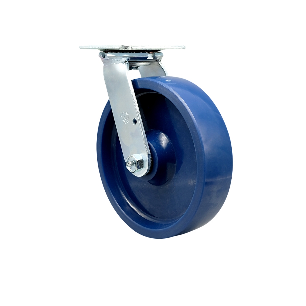 Stainless Steel Heavy Duty Swivel Top Plate Caster with 8 Inch Solid Polyurethane Wheel and Delrin Bearings - 1,200 lbs. Capacity/Caster - Service Caster Brand — photo 1