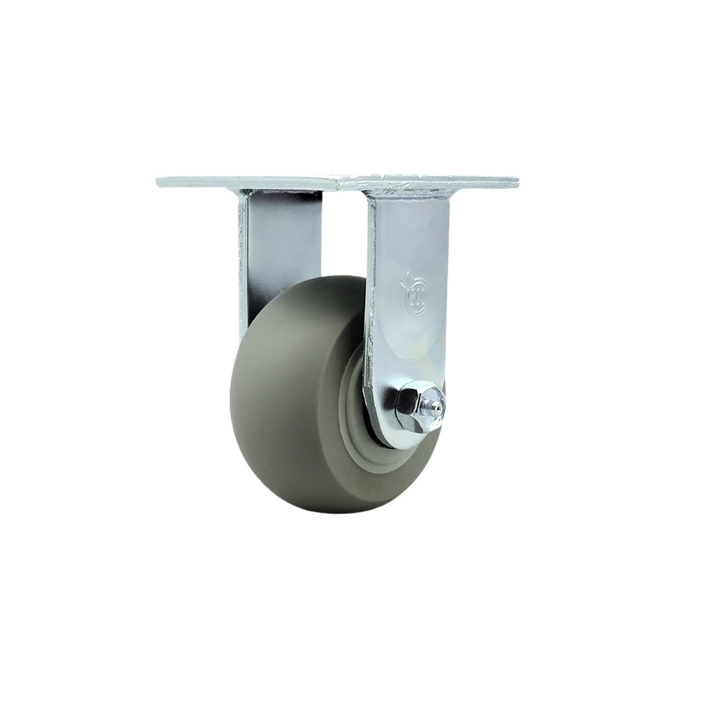 Stainless Steel Heavy Duty Rigid Top Plate Caster with 4 Inch Thermoplastic Rubber Donut Tread Wheel and Ball Bearings - 300 lbs. Capacity/Caster - Service Caster Brand — photo 1