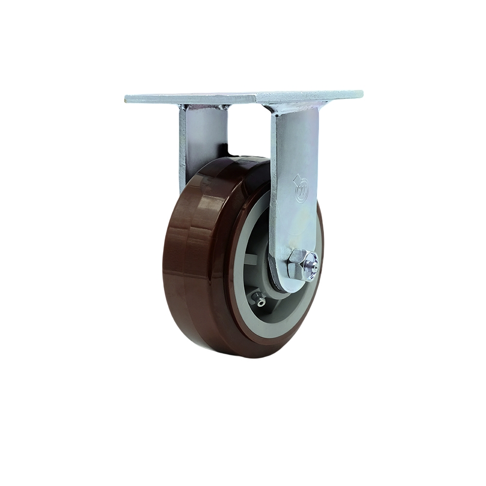 Stainless Steel Heavy Duty Rigid Top Plate Caster with 5 Inch Polyurethane Wheel and Ball Bearings - 750 lbs. Capacity/Caster - Service Caster Brand — photo 1