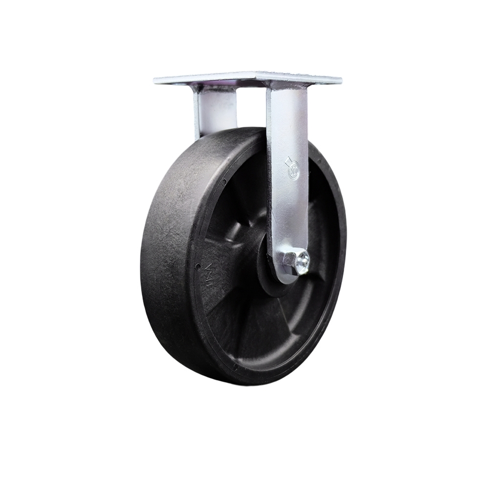 Stainless Steel Heavy Duty Rigid Top Plate Caster with 8 Inch Glass Filled Nylon Wheel and Delrin Bearings - 1,250 lbs. Capacity/Caster - Service Caster Brand — photo 1